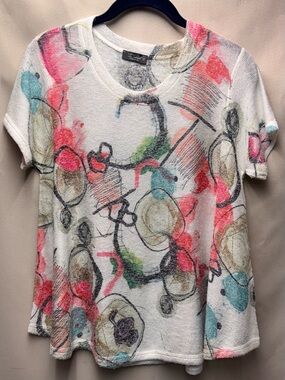 Inoah A-Line Art to Wear Short Sleeve Top Size Small